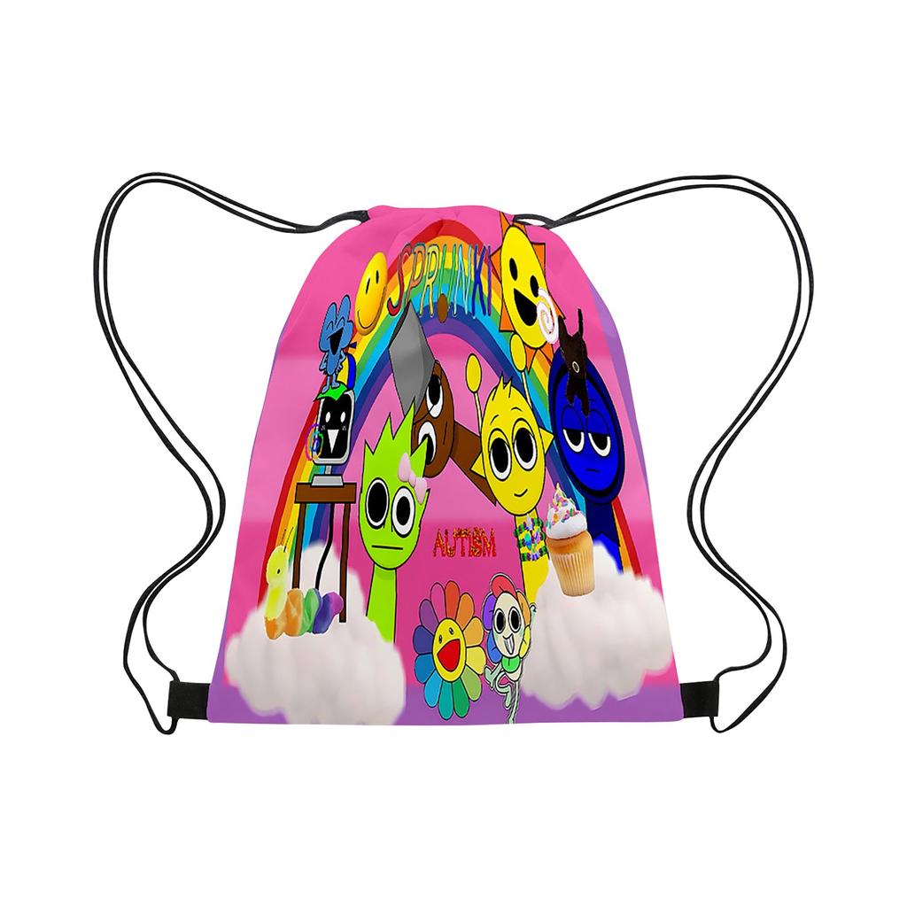 Box Sprunki Drawstring Bag Портативный Большой Вместительный Рюкзак Drawstring Водонепроницаемый