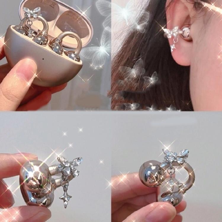 Rhinestones Butterfly Ear Jewelry DIY Open Headphone Decorations Detachable Fashion Enhancement Accessories