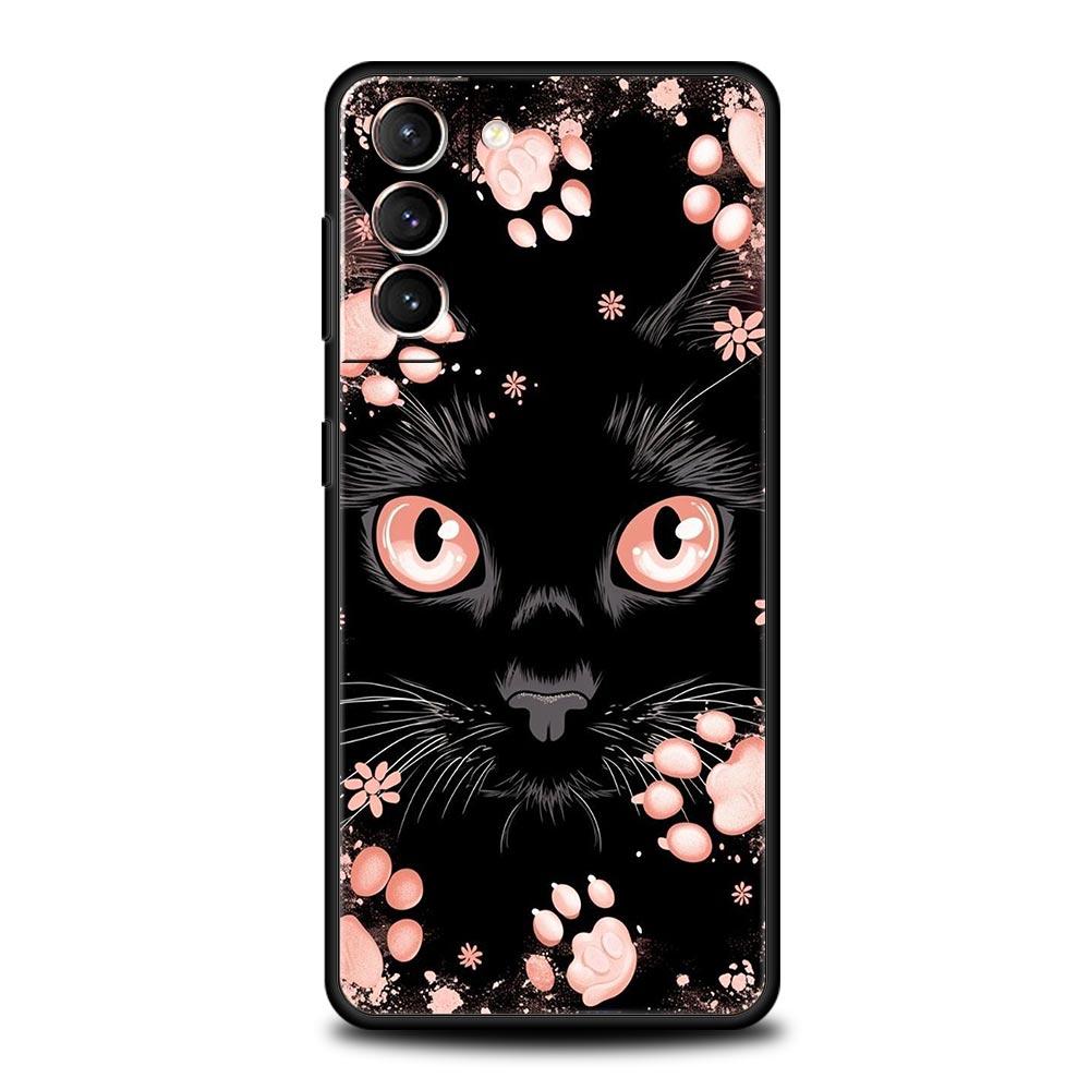 Милый Чехол для Телефона с Кошкой для Samsung Galaxy S24 S23 S22 S20 Ultra S21 FE 5G S10 S9 Plus S10E S8 Мягкий Силиконовый Чехол