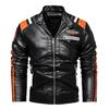 Winter Men's Leather Jacket with Fleece and Thickened Stand-up Collar Pu Leather Jacket