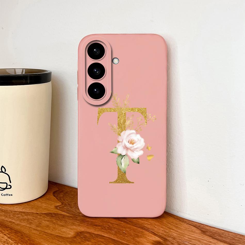 Чехол-буква с цветами для Samsung S26 Ultra Чехол для Samsung S26 Plus Задняя крышка Мягкий жидкий силикон Fundas для Galaxy S 26