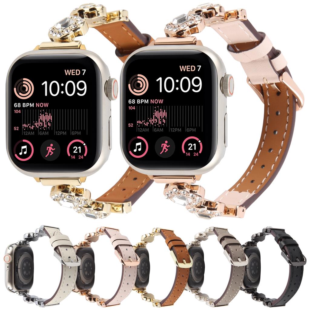 Watch Band For Apple Watch Series 10 9 8 7 SE 6 5 4 3 2 1 42mm 41mm 40mm 38mm Ultra Fiber Leather Diamond-Shaped Strap