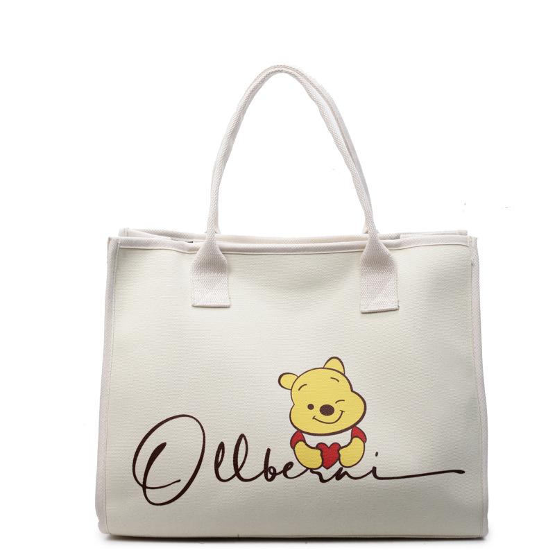 2025 Новая Холщовая Сумка через Плечо Большой Вместимости с Принтом, Мультяшная Милая Модная Студенческая Сумка для Поездок на Занятия