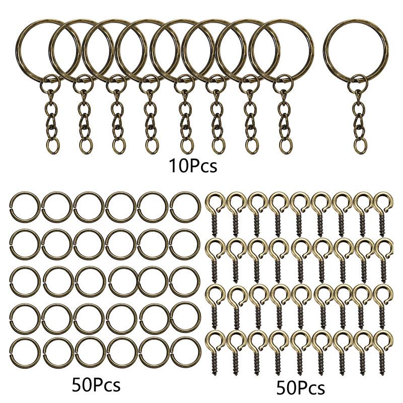 110/220Pcs Jewelry Making Jump Rings Key Ring Eye Pins Keychain Kits Key Chain Epoxy Resin