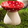 5.9*5.9*4.7 Inches Mushroom Cat Food Bowl Red Cat Food Basin Cute Elevated Cat Bowls