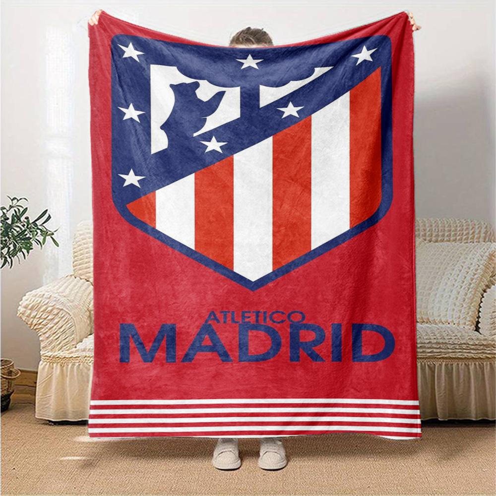 Atlético Madrid Theme Printed Blanket - Perfect for Couch, Bed, Travel & Outdoor Use | Machine Washable, Cozy & Durable.