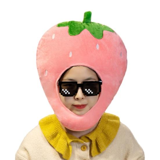 Фото-капюшон Яркий Цветной Фрукты Еда Форма Мягкий Плюшевый Головной Убор Отверстие для Лица Особенность Интернет-знаменитость Костюм Вечеринка Реквизит
