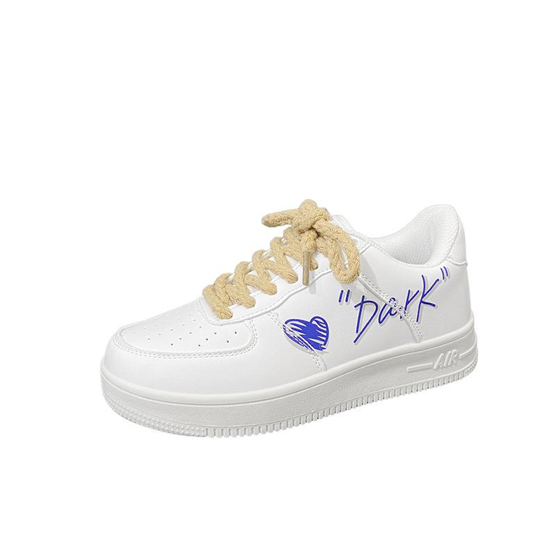 Модные новые женские туфли 2024 года, модные белые кроссовки Love Casual Sports Shoes Student Couple Flats Women Vulcanize Shoes Zapatos Mujer