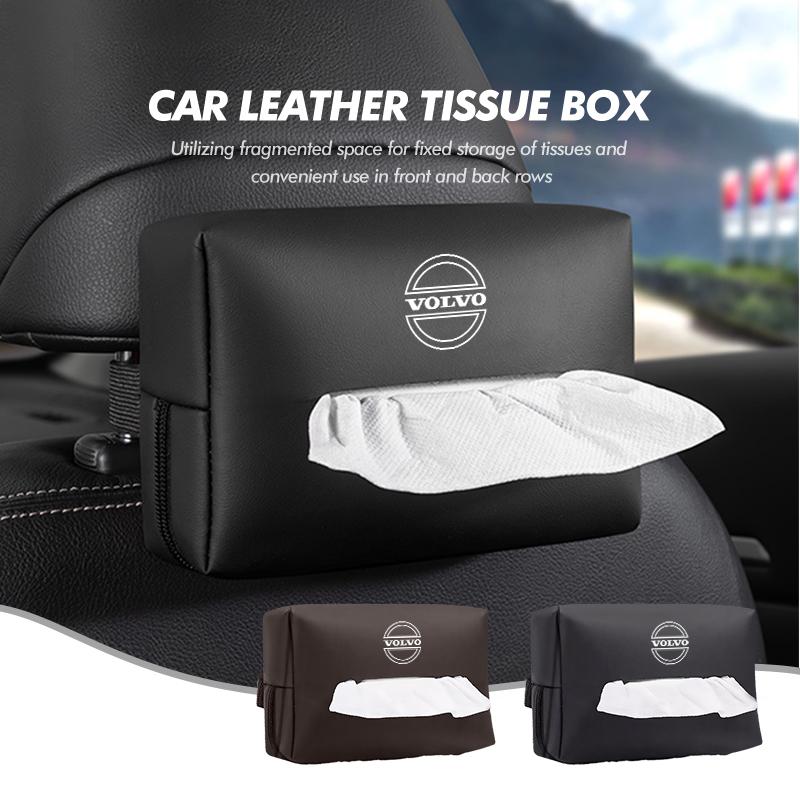 For Volvo Leather Car Seat Tissue Box Hanging Bag Headrest Paper Cover XC60 XC90 S60 S80 V60 C70 S40 C30 V90 V60 C40 XC40 V70