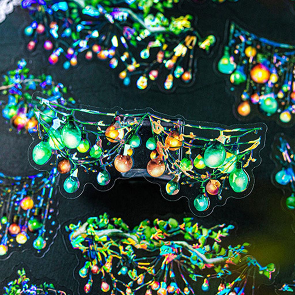 Colorful PET Sticker Shell Like Glow Stickers With Color Flower For Diy Diary Album Scrapbooking