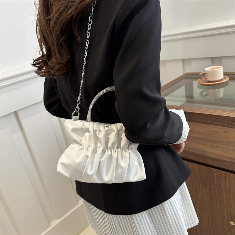 2024 весна и лето новая нежная мода плиссированная цепочка маленькая сумка конфетного цвета ins плечо сумка через плечо