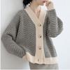 Autumn and Winter New Retro Knitted Cardigan Women's Striped Lazy Style Loose Coat Versatile Outerwear Sweater
