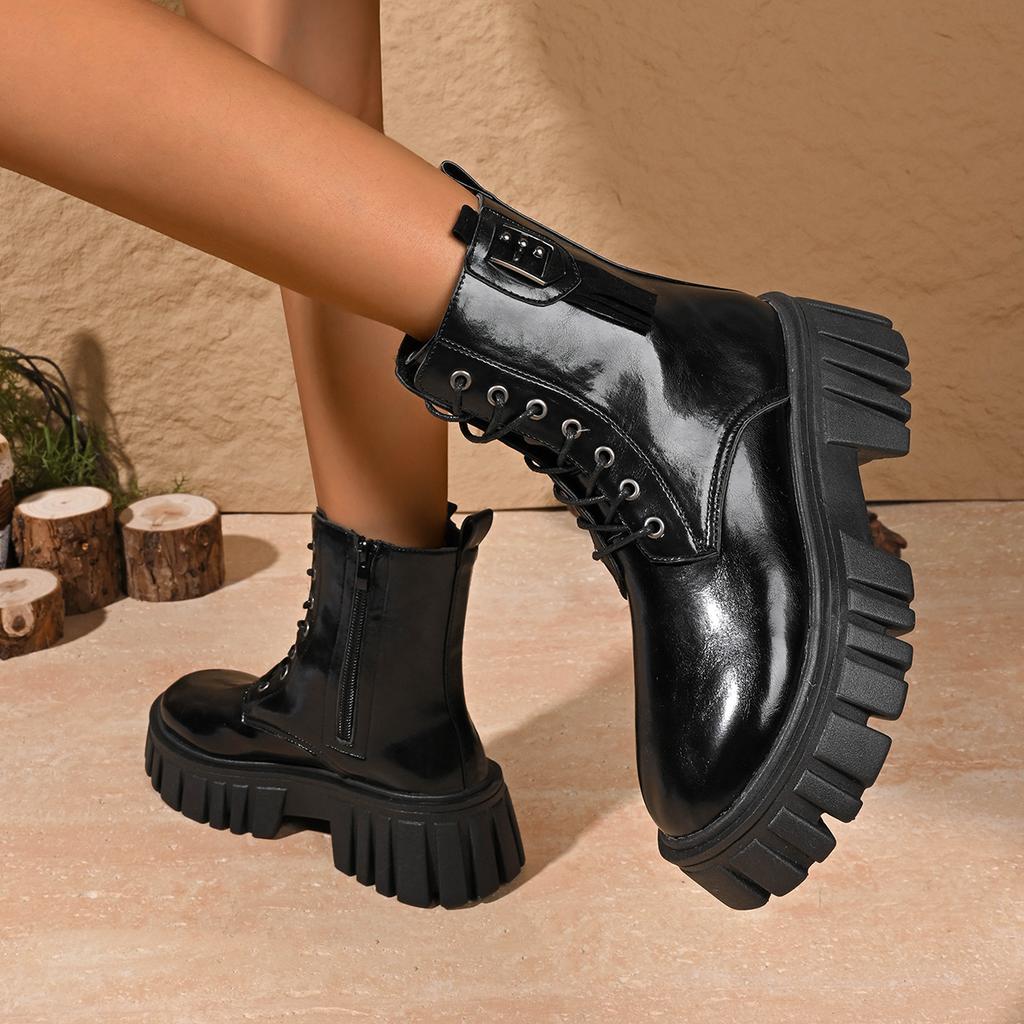 Модные новые женские мотоциклетные ботинки повседневная обувь женская кожа минималистская классическая панк женская готическая обувь ботинки на платформе женские Botas Mujer