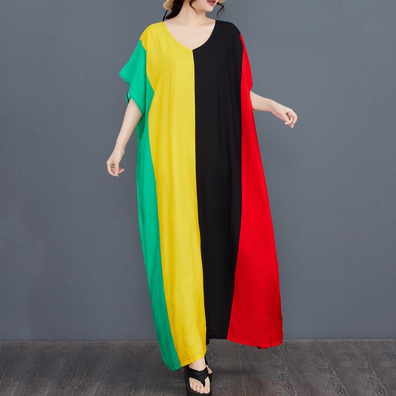 Винтажное новое платье больших размеров с коротким рукавом для женщин, повседневное свободное длинное летнее платье макси