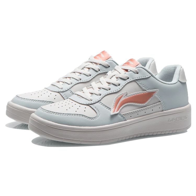 Кроссовки Li Ning Sports Lifestyle Series из натуральной кожи, прочные, дышащие, с низким верхом, для скейтбординга, женские, цвет белый, синий, оранжевый AGCQ578-6