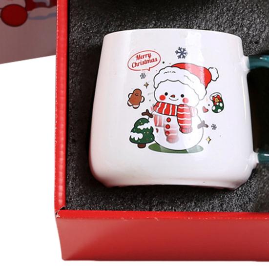 Рождественская подарочная кружка с крышкой и ложкой, Санта Клаус, Олень, Керамическая чашка, Сохраняет напитки теплыми