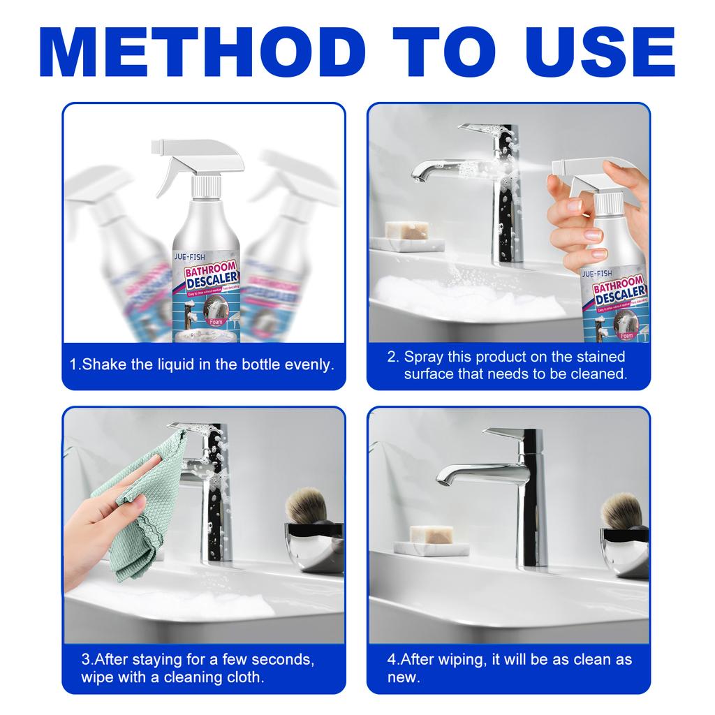 Jue-Fish Bathroom Cleaner Shower Room Glass Scale Remover Cleanser Stainless Steel Hand Basin Bathtub Deodorizer