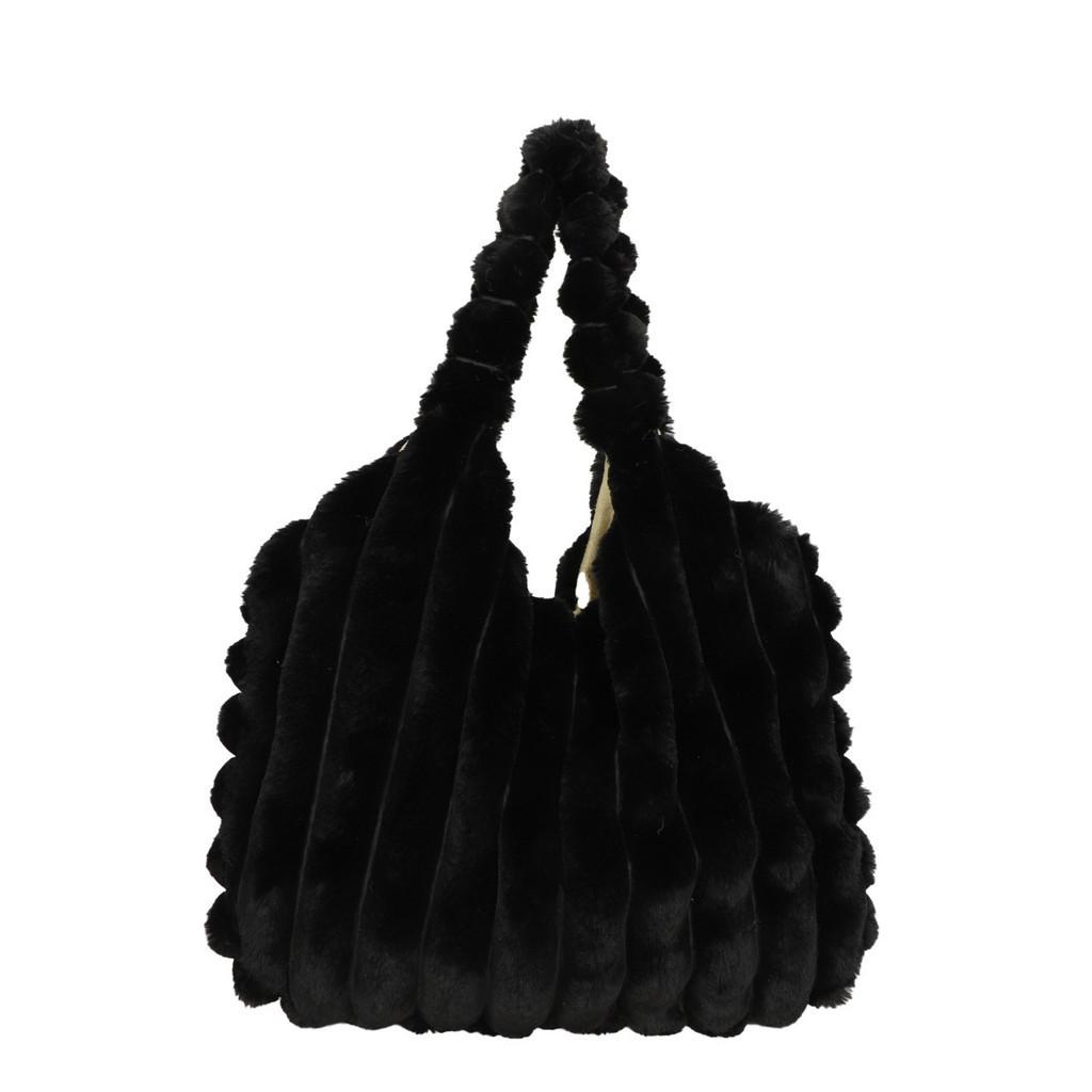 Stylish Large Capacity Plush Tote Bag Soft Urban Chic Fluffy Shoulder Bag