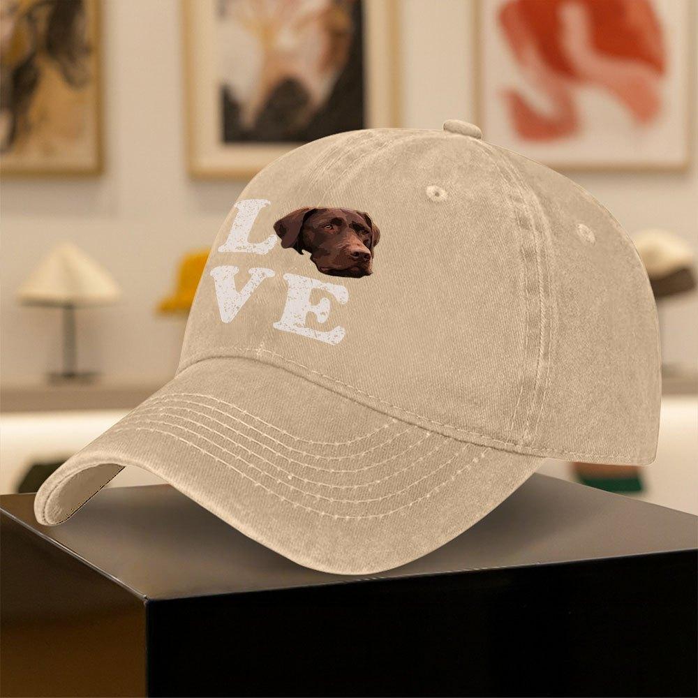 Vintage Washed Baseball Cap with Chocolate Labrador Print Unisex Outdoor Sports Daily Wear