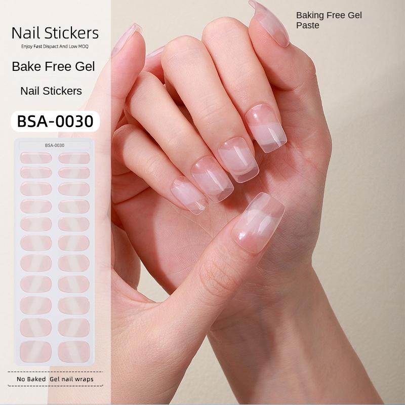 Bake-free Gel Manicure Stickers French Onion Powder Semi-cured Nail Stickers