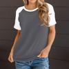 Женская летняя повседневная цветная свободная футболка с круглым вырезом и рукавами реглан с короткими рукавами