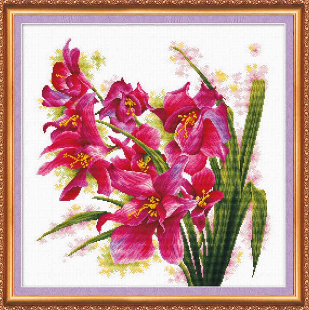 Cross Stitch Kit Abris Art Flowers On a White Background