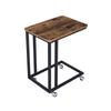 VASAGLE End Table, Side Table, Coffee Table, with Steel Frame and Castors, Easy Assembly, Industrial, for Living room, Bedroom, Balcony