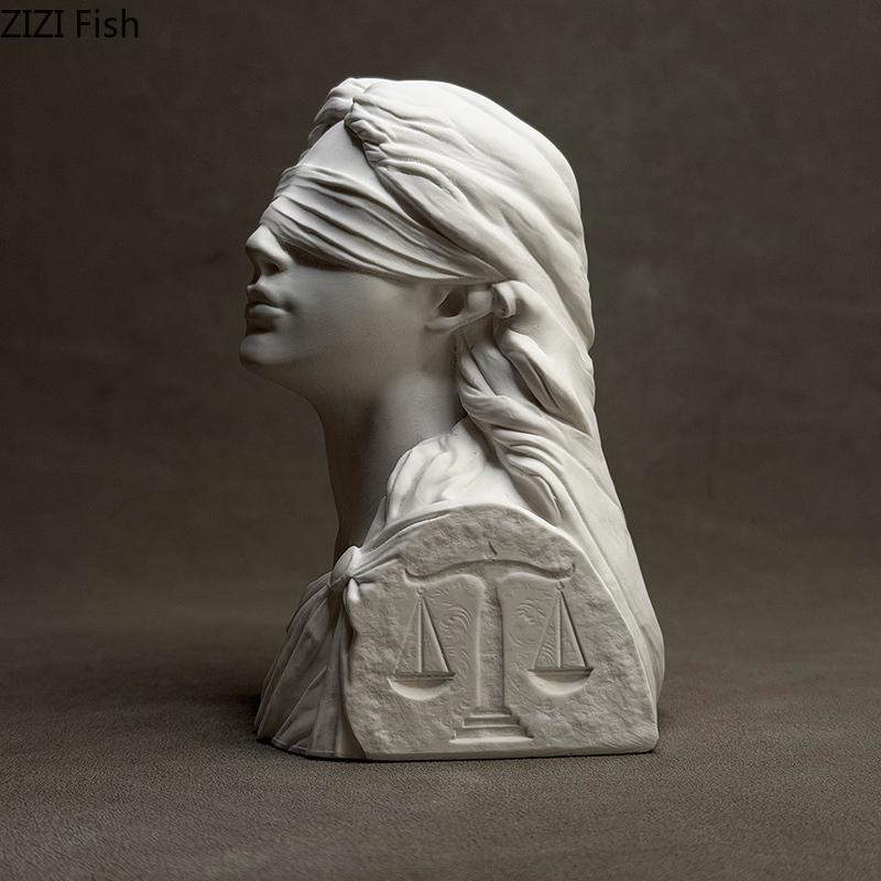 Goddess of Justice Themis Plaster Statue Desk Decoration Classical Artwork Half Body Characters Sculpture Room Aesthetic Decor