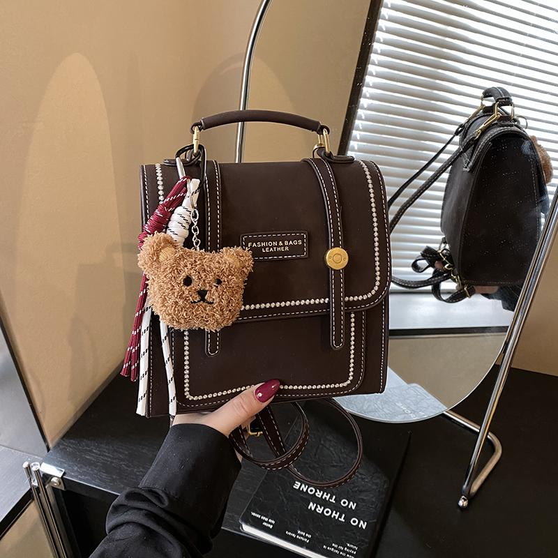 Retro Niche Design Backpack Fashion Portable Backpack British Daily Commuting Backpack Female Mini Schoolbag Girl PU Leather