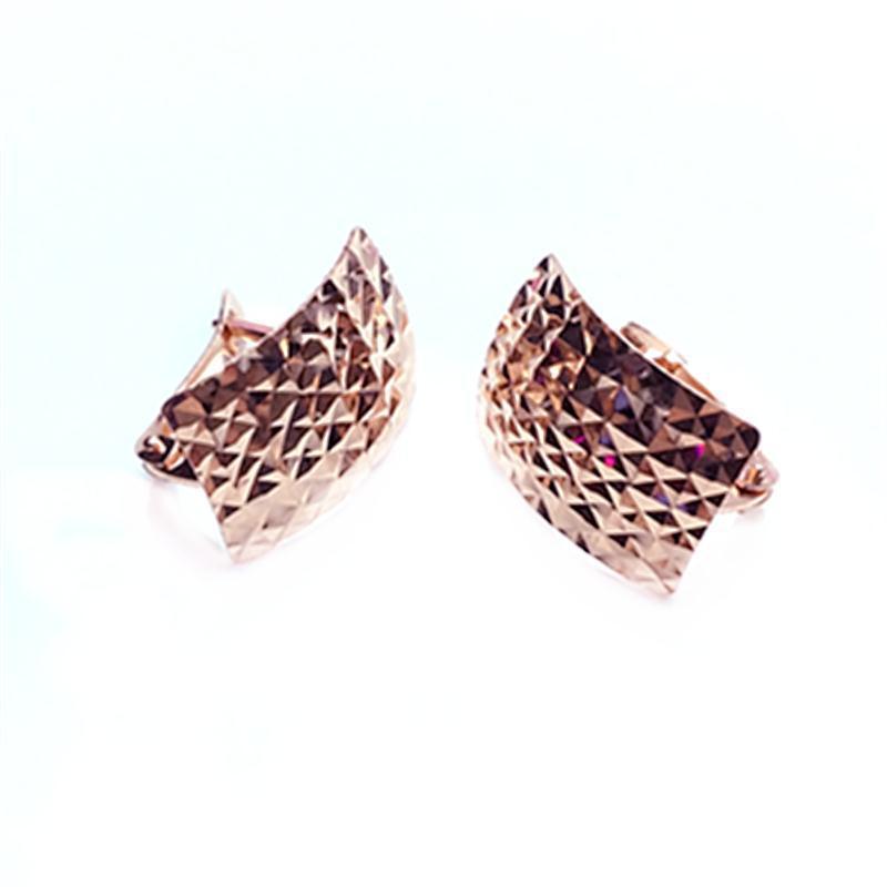 Изысканные Чисто Русские 585 Фиолетовое Золото Цыганский Квадрат Глянцевый Лазерный Цвет Золота Модные Розовое Золото Покрытие Ушные Застежки