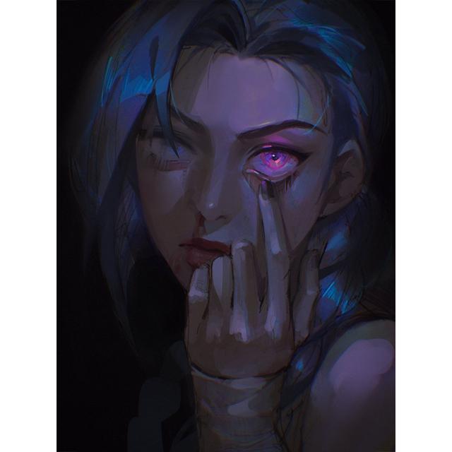 Рамка из цельного дерева, настенное искусство, популярная игра Jinx League of Legends Arcane, постер телесериала, холст, картина для гостиной, любителей игр, домашний декор