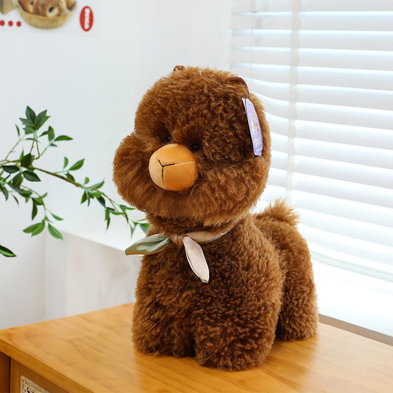 Белые и милые коричневые плюшевые игрушки альпаки с шарфами для детской компании