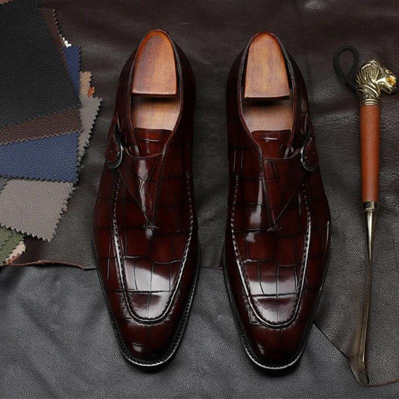 Ретро Мужские Туфли Платья Бизнес Лоферы Слипоны Остроносые Кожаные Туфли Вечеринка Формальная Обувь Ручной Работы Повседневная Мужская Обувь Большой Размер48