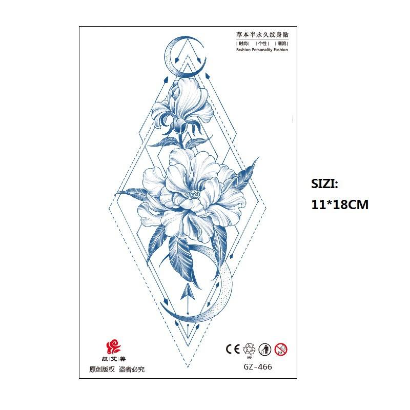 Herbal Juice Tattoo Sticker Geisha Bergamot Brahma Blossom Back Arm Back Non-Reflective Keep 15 Days Sticker