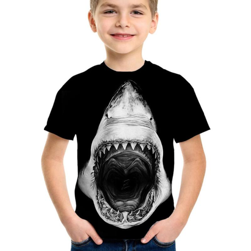 Shark Tshirt Kids Clothes Summer Animals Blue Sea T-Shirt For Boy Tee Shirt Children Top 2023 Short Sleeve 3d Print Girls Tees