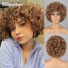 Golden Wig African Curls Women Fashion Large Roll Short Wig Daily Wear Cosplay Synthetic Fiber Wig
