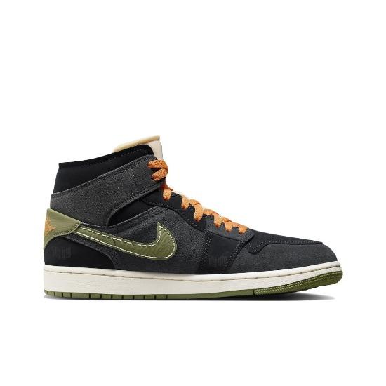Air Jordan 1 Mid SE Craft Антрацитовый Светлый Мужские Оливковый FD6817-003