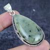 Prehnite Gemstone Handmade 925 Sterling Silver Jewelry Pendant 2.44" n5T24