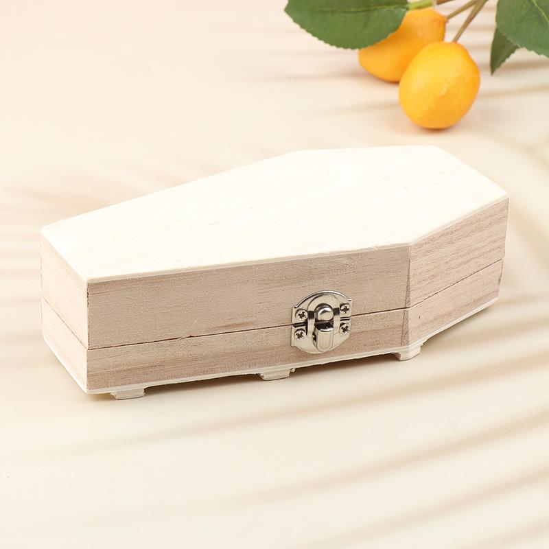 Подарочная коробка на Хэллоуин, шестиугольный гроб, деревянная коробка, коробка для хранения конфет, аксессуары своими руками, деревянный шестиугольный гроб, подарок для конфет