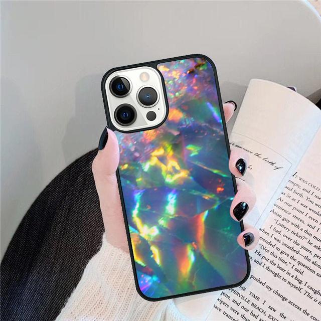 Опаловый Камень Радужный Чехол для Телефона для iPhone 17 Air 15 16 14 13 12 Pro Max 11 Pro Max Plus Coque Shell