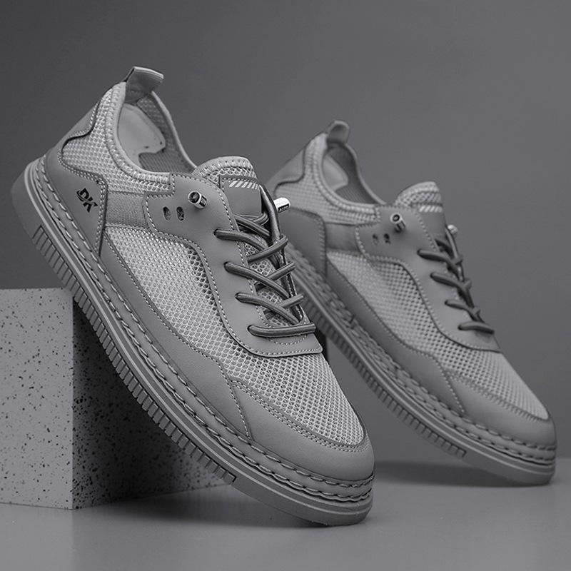 Модные летние мужские дышащие сетчатые туфли на плоской подошве, модные кроссовки для бега на мягкой подошве, мужские повседневные удобные открытые спортивные туфли