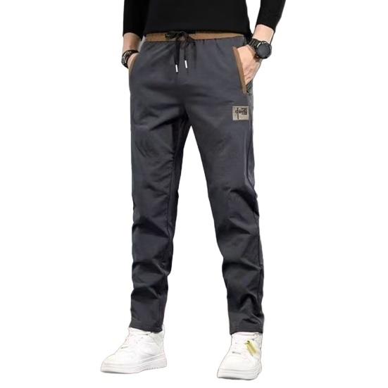 Зимние мужские брюки с эластичной талией на шнурке и карманами, утолщенные плюшевые свободные вышитые однотонные уличные брюки, термоштаны