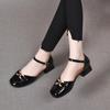 Туфли для женщин 2024 года, женская летняя обувь с круглым носком, обычная кожаная повседневная черная обувь на квадратном каблуке, сандалии среднего размера, оптовая продажа AE