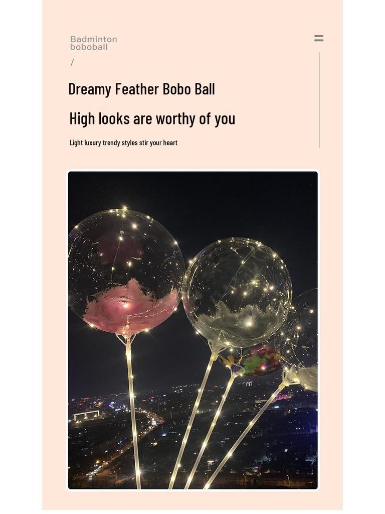 Прозрачный парящий шар Бобо с перьями для украшения дней рождений, помолвок, банкетов и свадеб