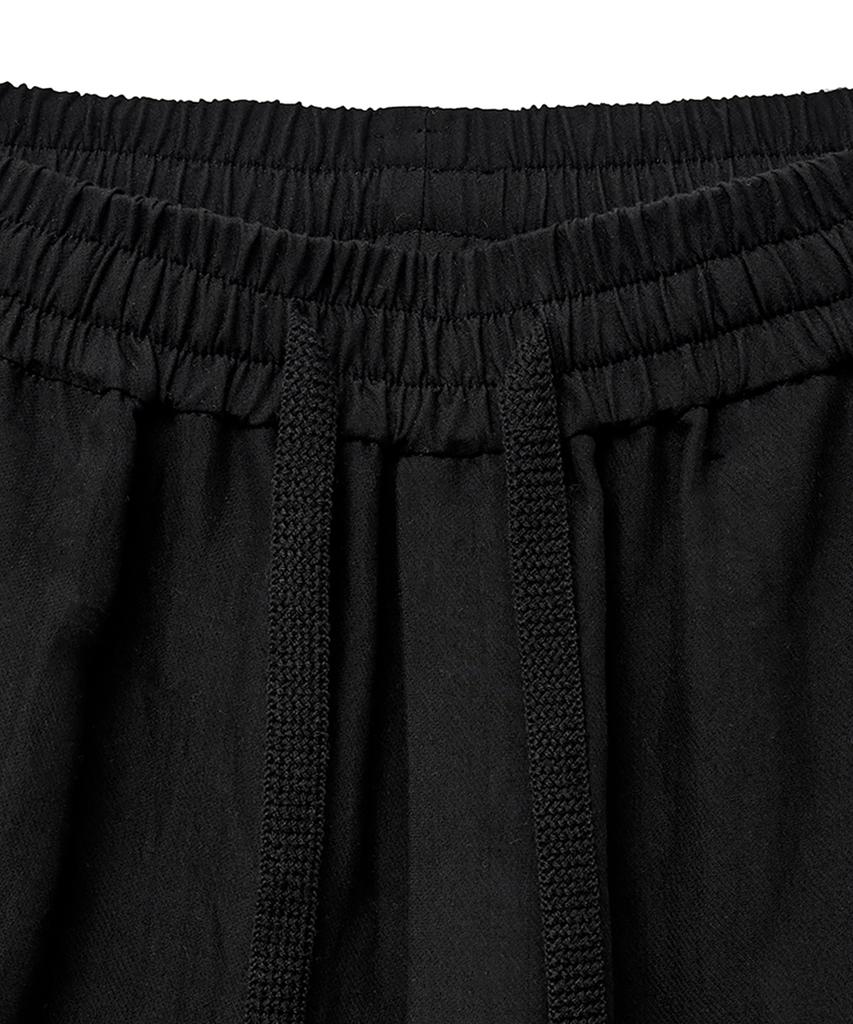 NOIRER Elastic Waist Wide Track Pants (Black)