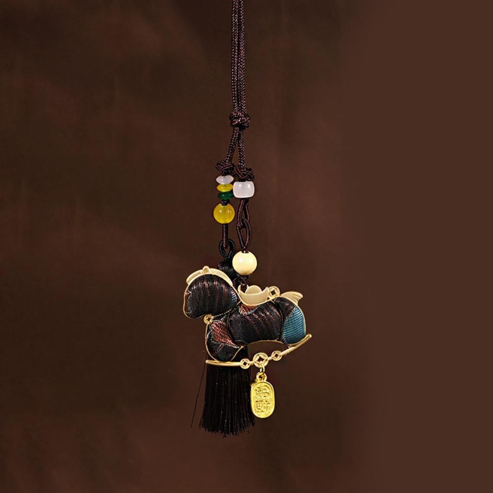 Satin New Year Horse Pendant Chinese Style Car Hanging Ornaments  Festive Accessory