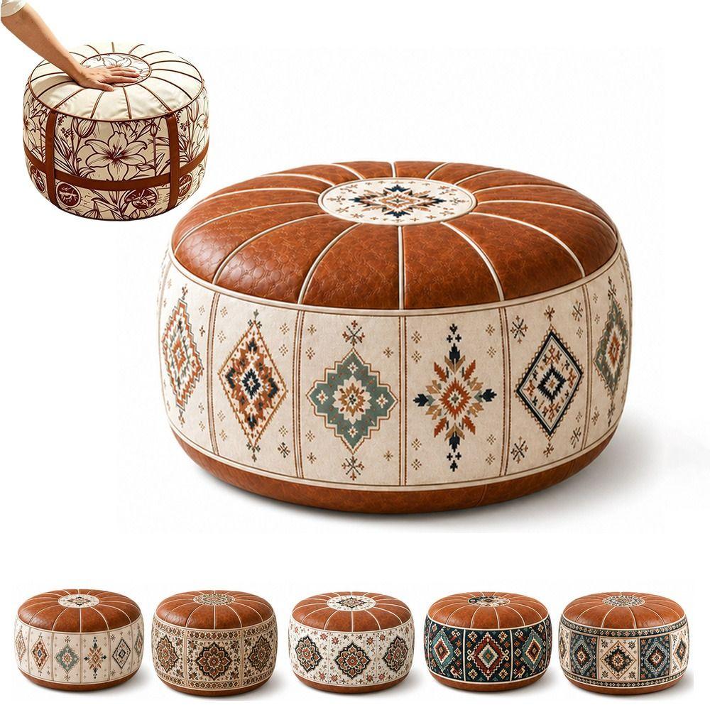 Fillable Design Ottoman Pouf Boho Pattern Storage Ottoman New Footstool Cover Home Use