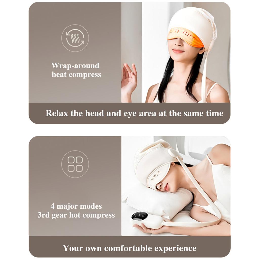 Electric Head Massager Electric Migraine Relief Cap Massager 3-Speed Eye Cover Eye & Head Massager for Stress Relief