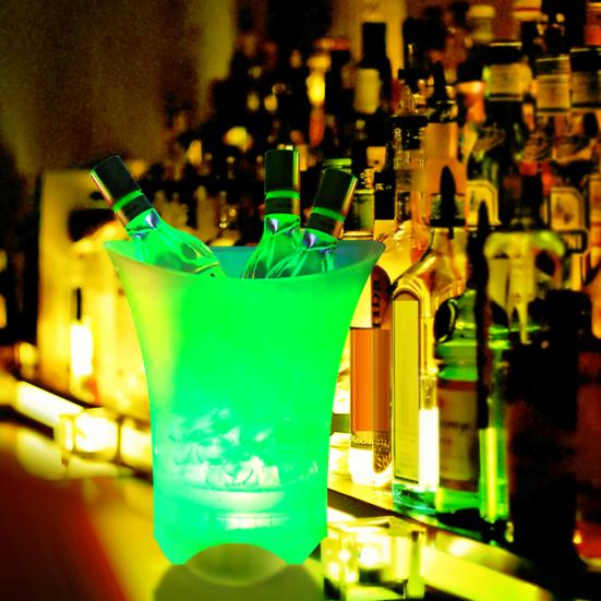 Ведро для льда со светодиодной подсветкой, 5 л, большая емкость, автоматическое, 7 цветов, ведро для льда с подсветкой, питание от батареи, вечеринка/дом/бар/КТВ, клуб, ведро для вина, ведро для льда, контейнер для пивных напитков