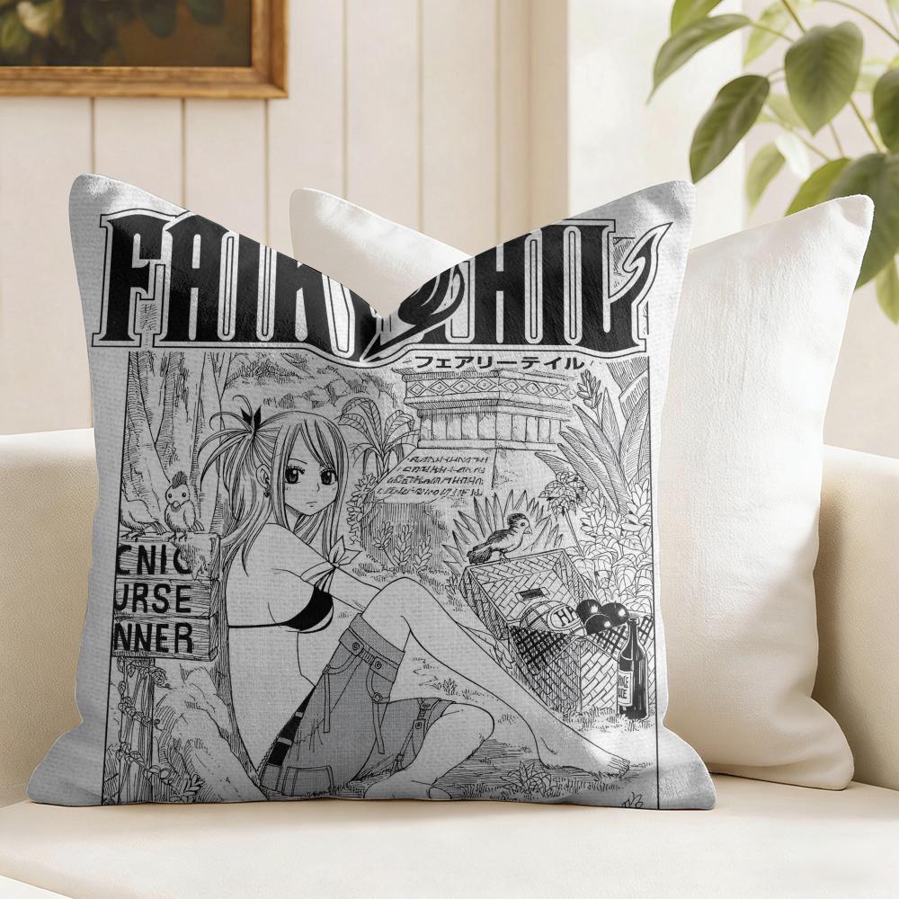 FFairy Tail Anime Cushion Cover Eco Linen Pillow Case DoubleSided Print Breathable Durable Zipper Home Decor Gift